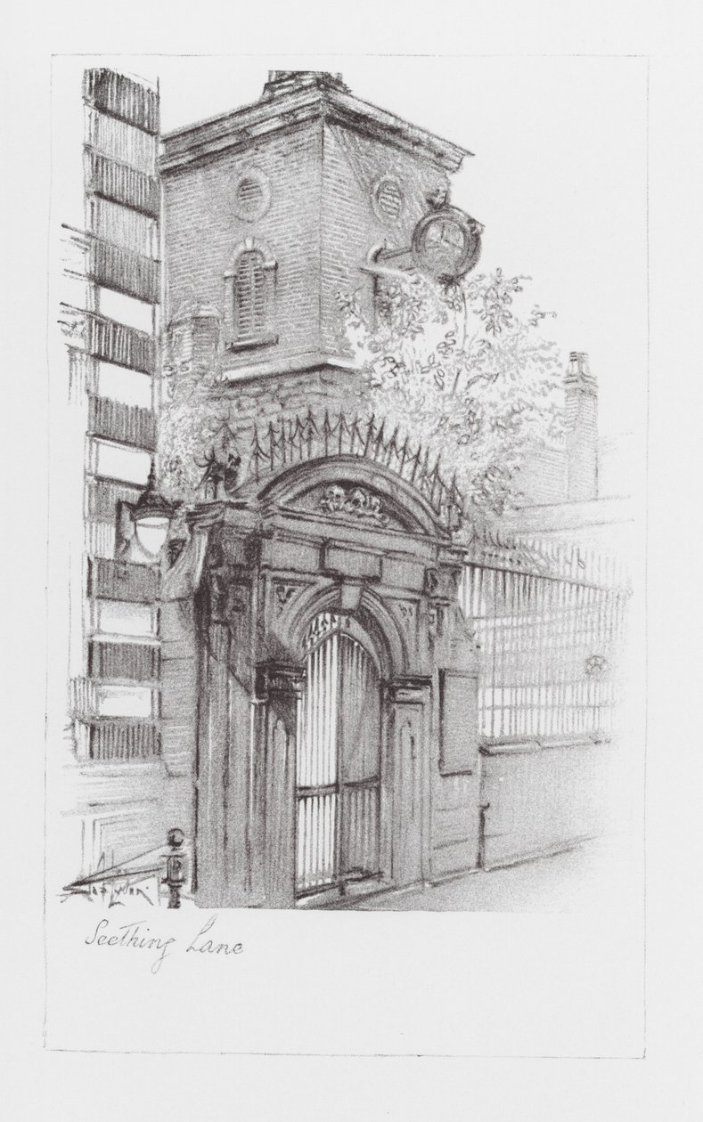 Corsie di Londra: Seething Lane (litografia) da Alan Stapleton