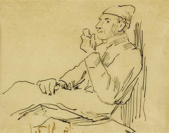 Vecchio con pipa da Albert Anker