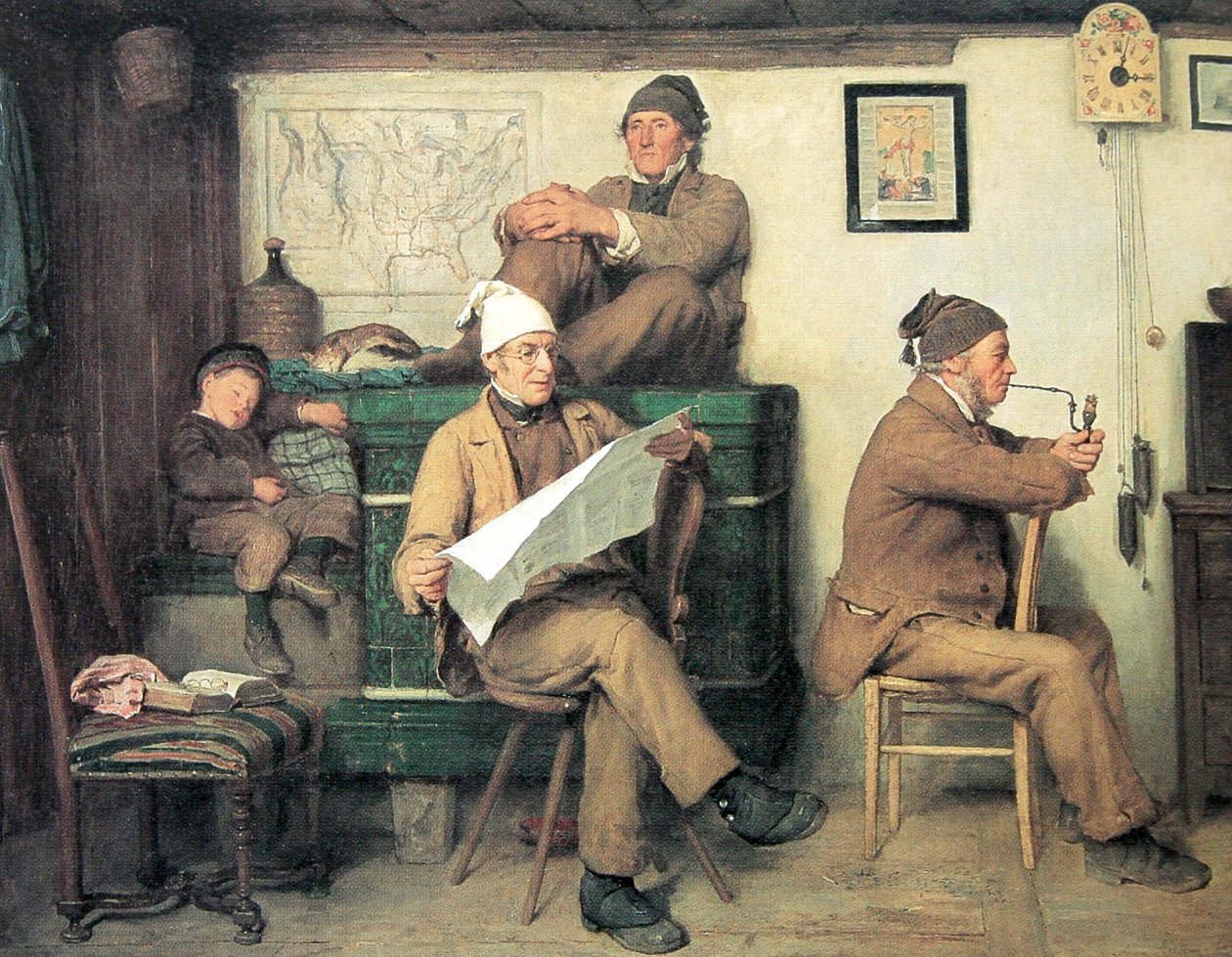 I contadini e il giornale da Albert Anker
