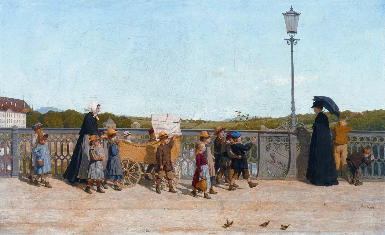 Scuola materna sul ponte Kirchenfeld da Albert Anker