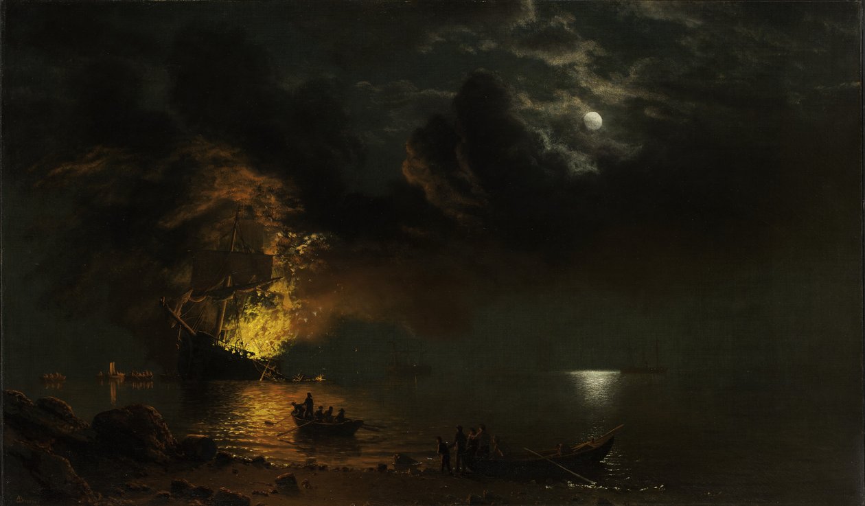 La nave in fiamme da Albert Bierstadt