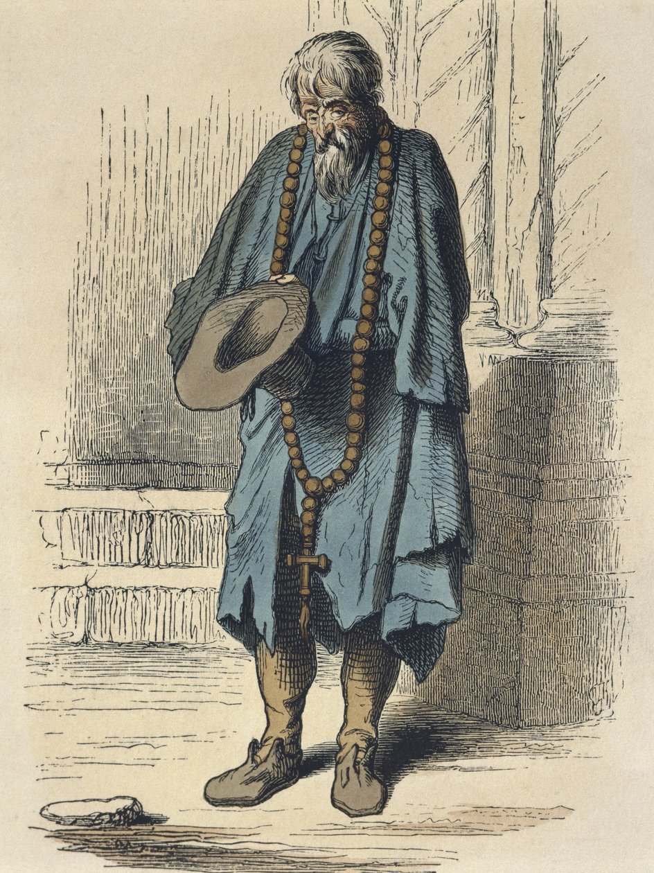 Mendicante, dopo Jacques Callot (1592-1635) inciso da Adrien Lavieille (1818-62) da Albert Charles August Racinet