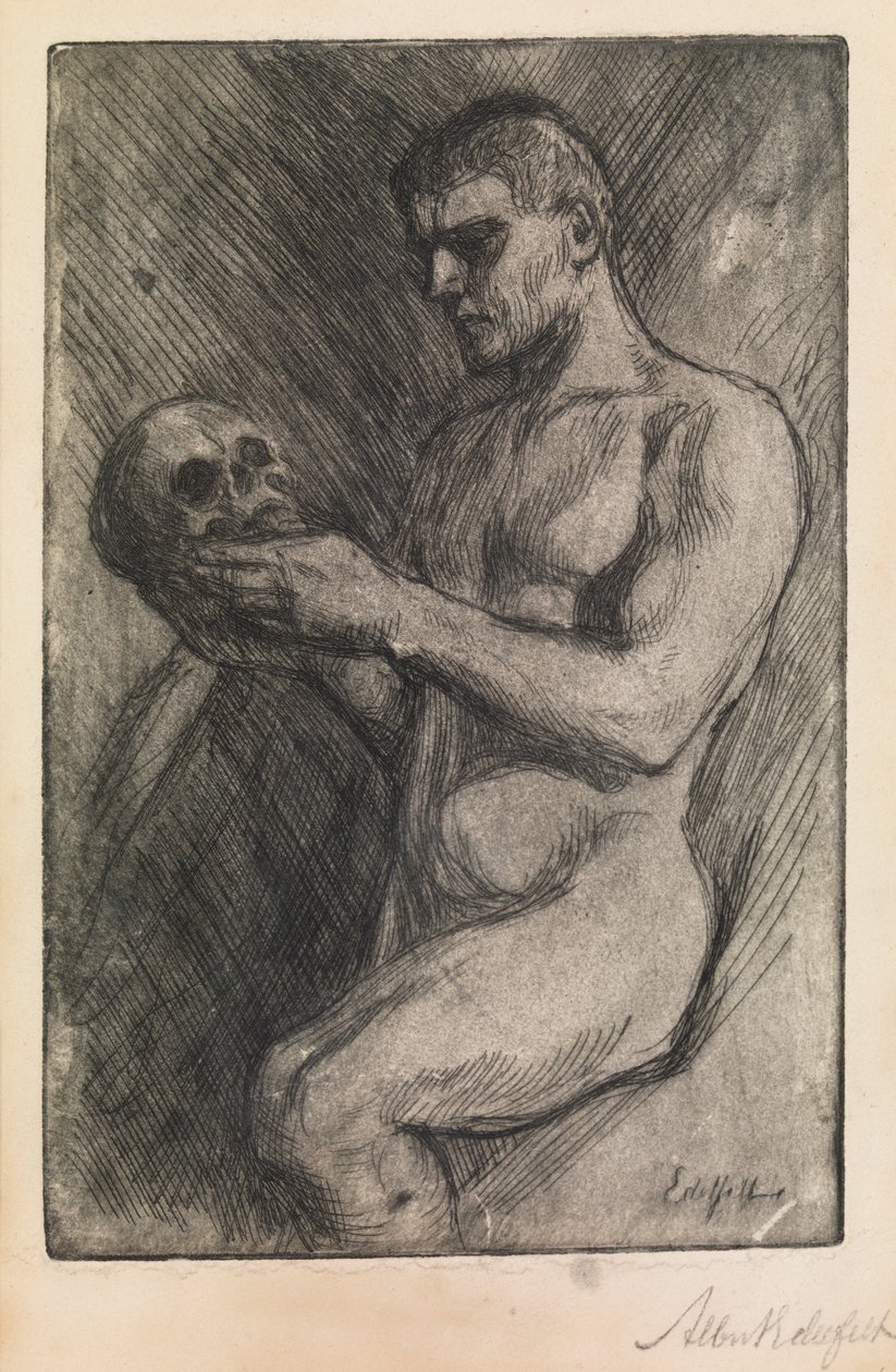 Uomo nudo e teschio da Albert Gustaf Aristides Edelfelt