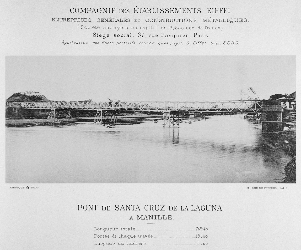 Ponte di Santa Cruz de la Laguna, Manila, febbraio 1891 da Albert Fernique