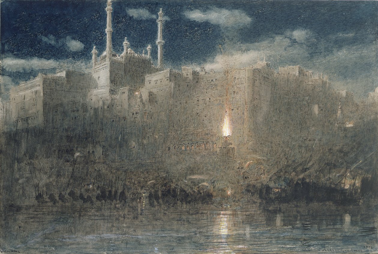 Benares al chiaro di luna, 1916 da Albert Goodwin