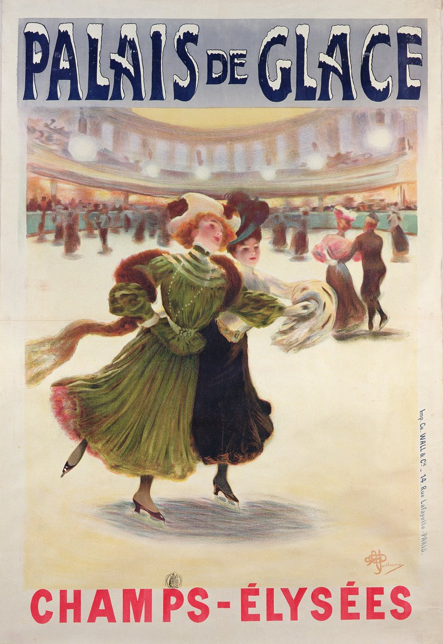 Poster pubblicitario per la pista di pattinaggio Palais de Glace sugli Champs-Elysees da Albert Guillaume