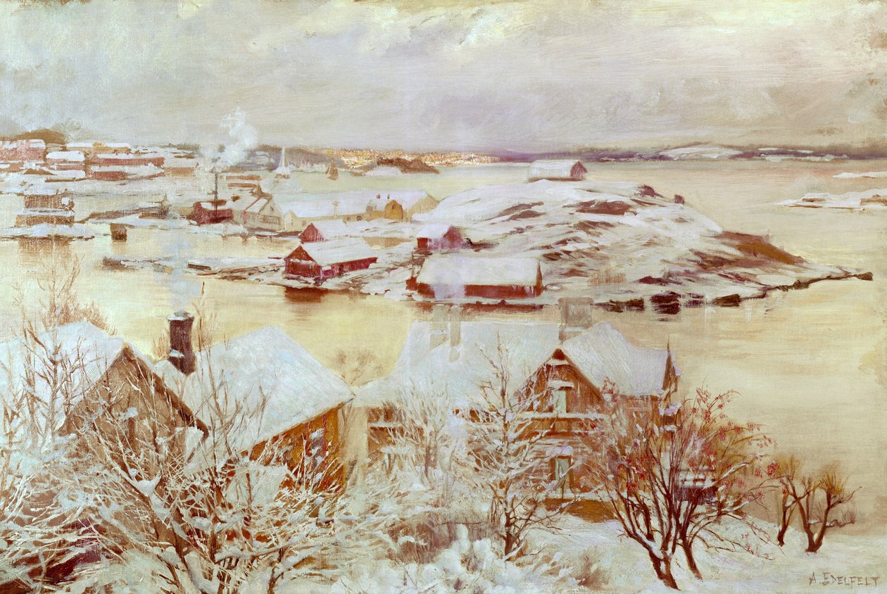 Un giorno di dicembre (in Finlandia) c.1893 da Albert Gustaf Aristides Edelfelt