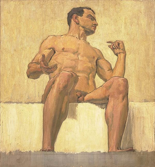Nudo maschile seduto da Albert Maennchen