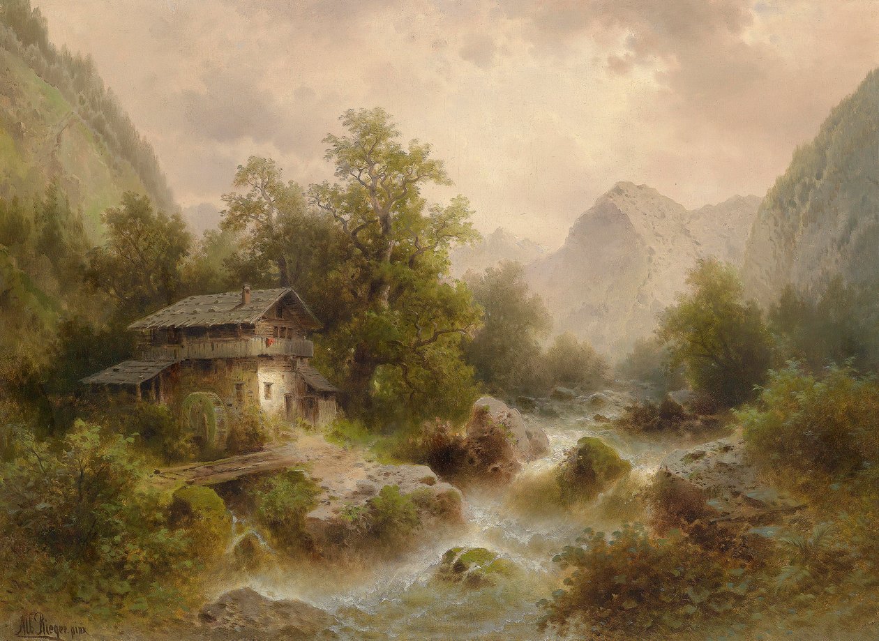 Mulino sul torrente di montagna da Albert Rieger