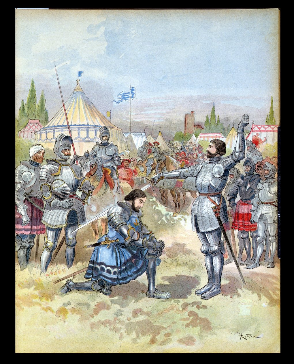 Pierre du Terrail (1476-1524) Cavaliere di Bayard che nomina cavaliere Francesco I (1494-1547) 1909 da Albert Robida
