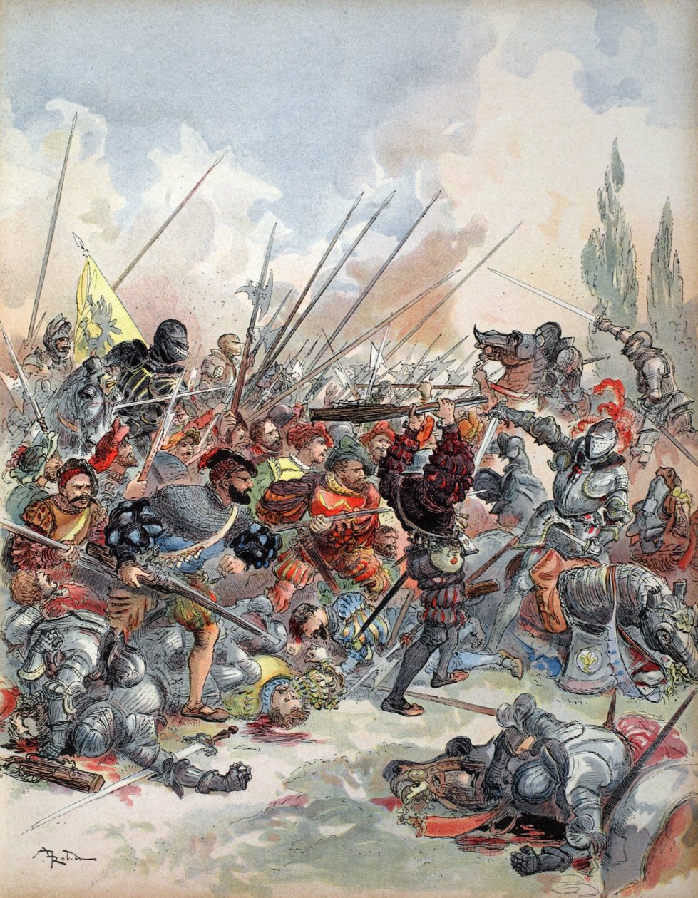 Il re alla battaglia di Pavia, illustrazione da 