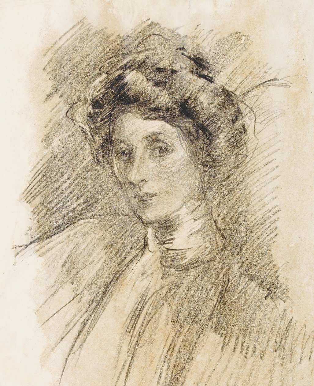 Ritratto di una donna con colletto alto, testa e spalle, c.1905 da Albert de Belleroche