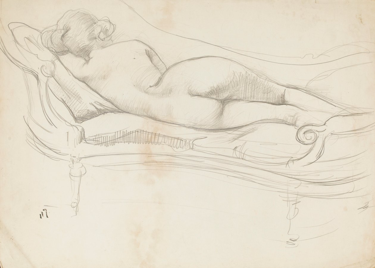 Nudo dormiente su un divano da Albert de Belleroche