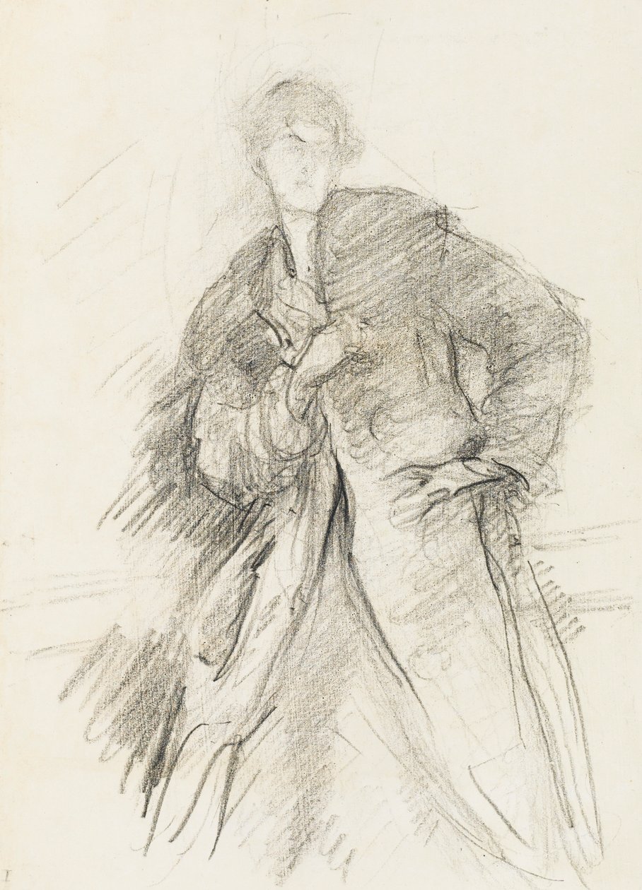 Studio di una donna con cappotto da Albert de Belleroche