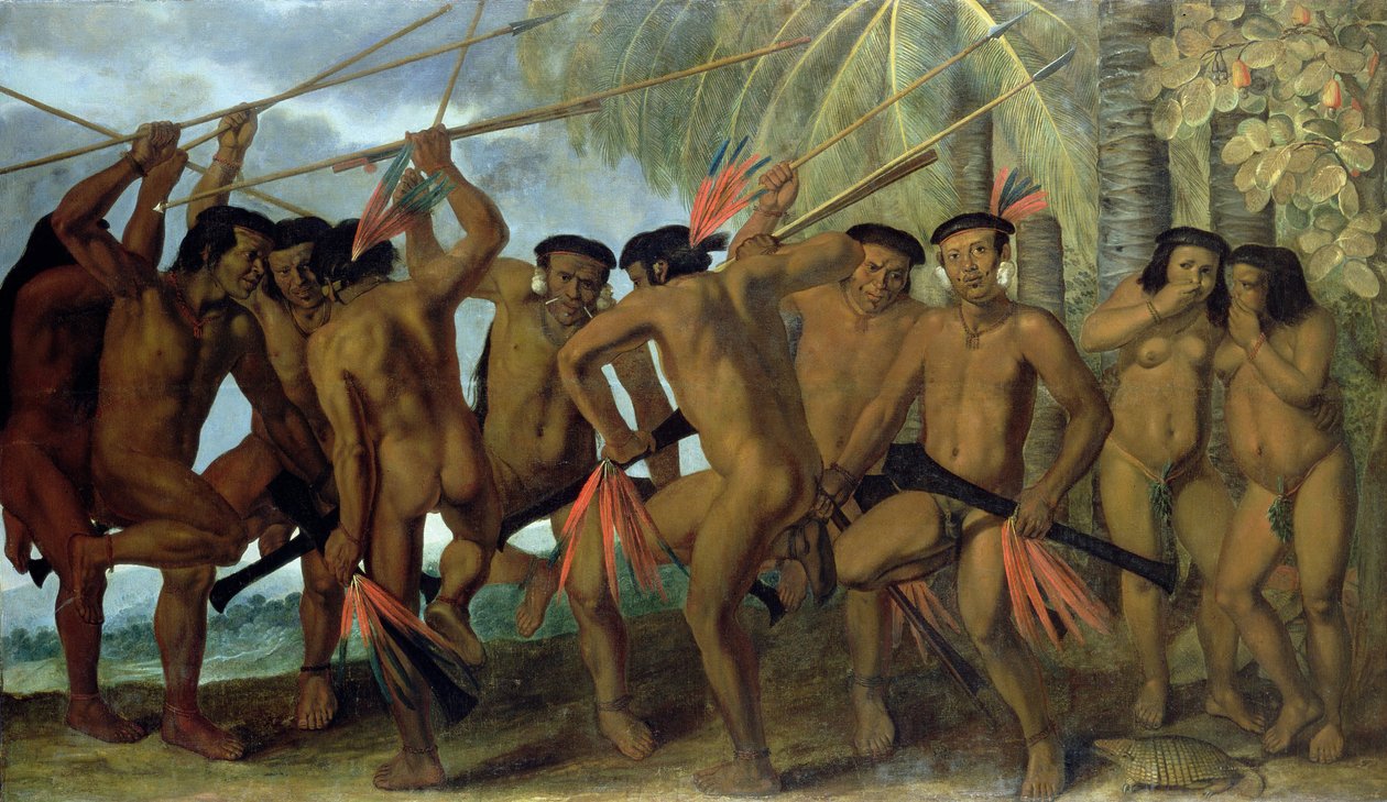 Uomini Tapuya del nord-est del Brasile in danza di guerra, 1641 da Albert van der Eeckhout