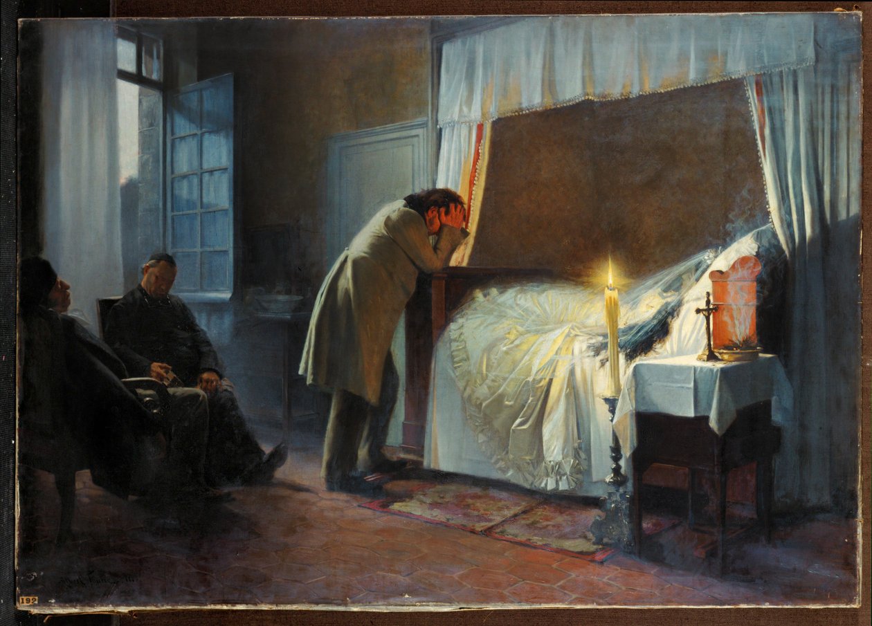 Il letto di morte di Madame Bovary (dipinto su tela) da Albert-Auguste Fourie