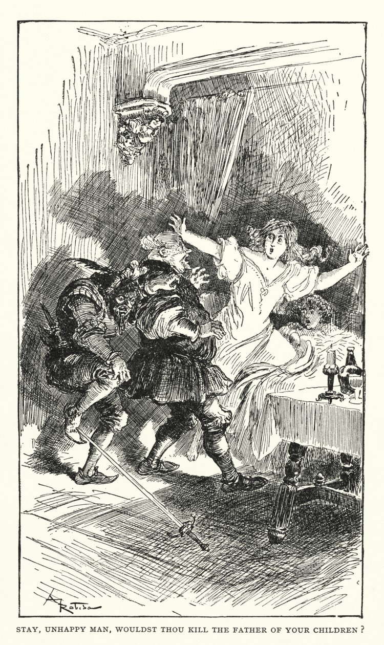 Illustrazione per i Contes Drolatiques di Balzac (litografia) da Albert (after) Robida