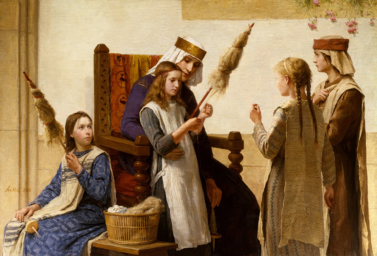 La regina Bertha e le filatrici da Albert Anker