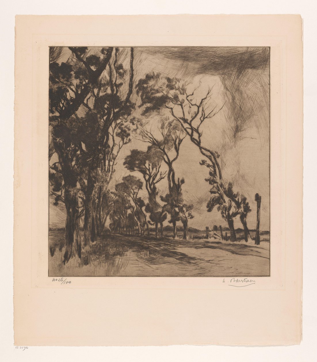 Paesaggio con viale verso Ostenda da Albert Baertsoen (signed by artist)