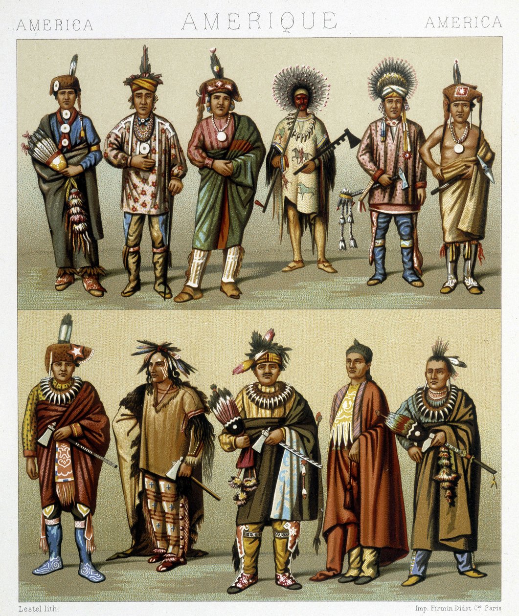 Costume dei Pins rouge. Illustrazione in “Il costume storico” di Racinet da Albert Charles August Racinet