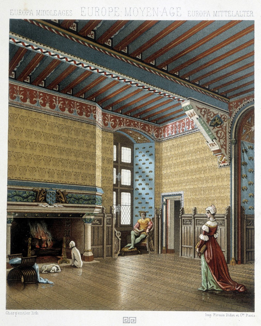 Interno di una dimora signorile nel Medioevo - in “Il costume storico” di Racinet da Albert Charles August Racinet