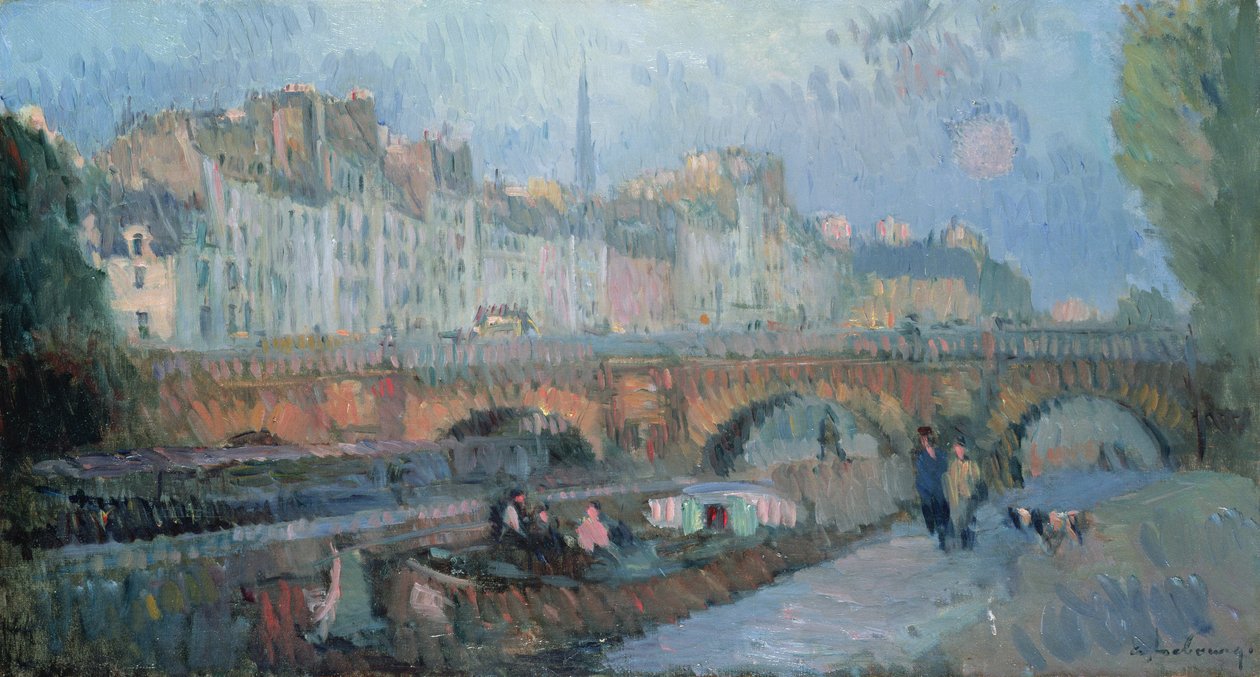Il Pont Neuf e il Quai de la Monnaie, Parigi da Albert Charles Lebourg