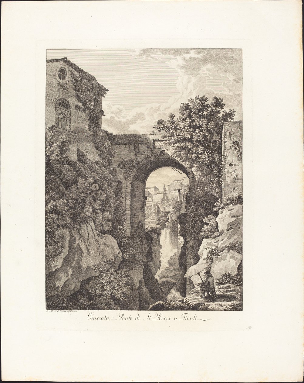 Cascata e Ponte di San Rocco a Tivoli da Albert Christoph Dies