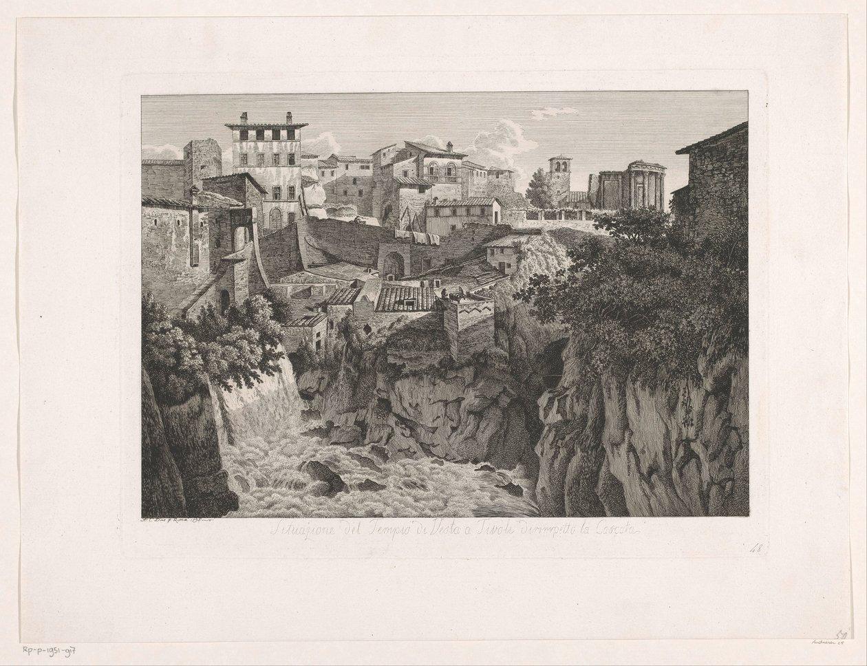 Veduta di Tivoli, con il tempio di Vesta in lontananza da Albert Christoph Dies