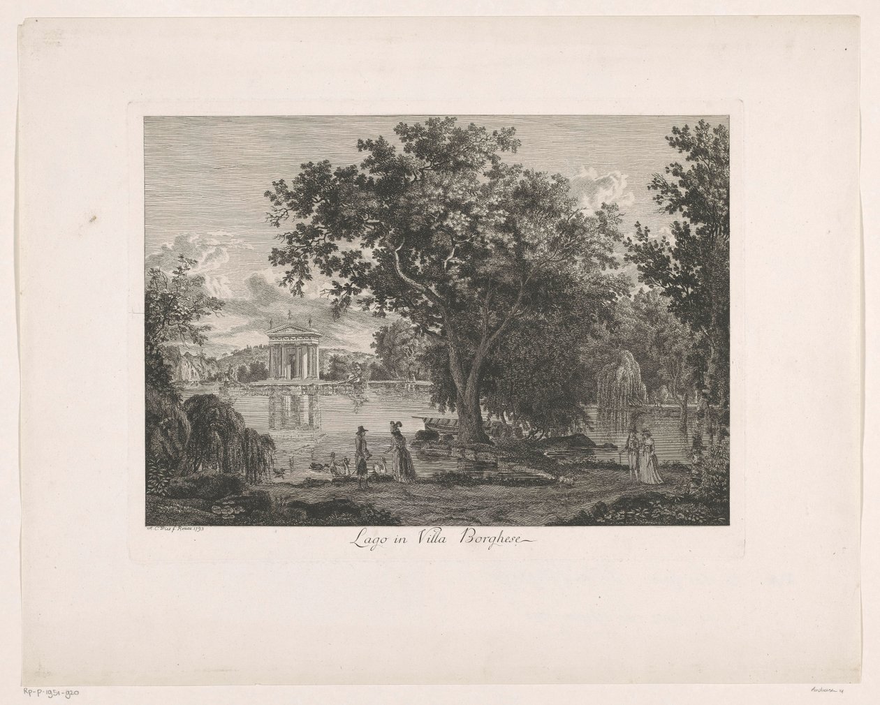 Veduta del lago presso Villa Borghese da Albert Christoph Dies