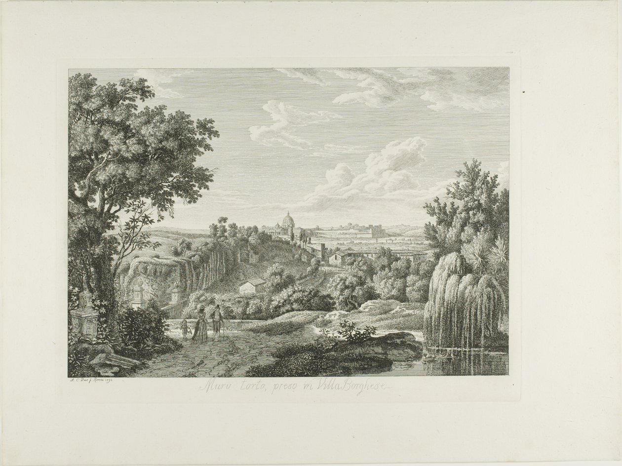 Vista del muro di cinta di Villa Borghese da Albert Christoph Dies