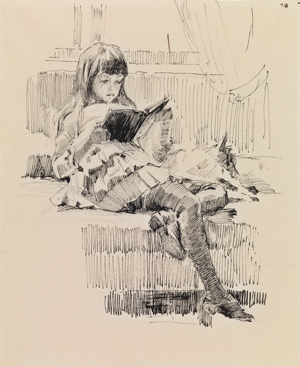Berta Edelfelt, Studio per il dipinto “Cari amici” (Berta e Capi) da Albert Edelfelt