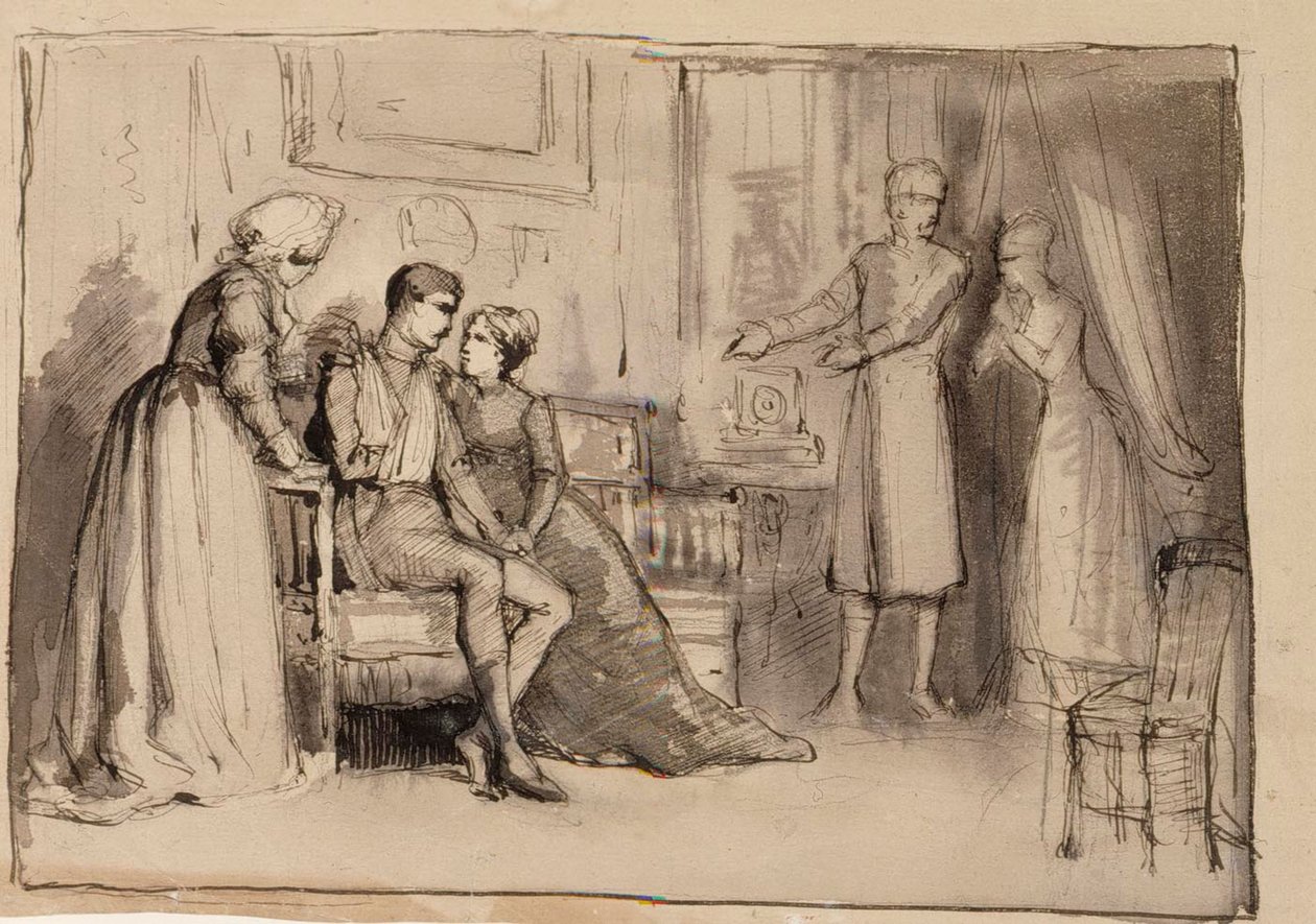 Il ritorno del capitano, studio compositivo. Illustrazioni per *Julqvällen* (La vigilia di Natale) di J. L. Runeberg da Albert Edelfelt