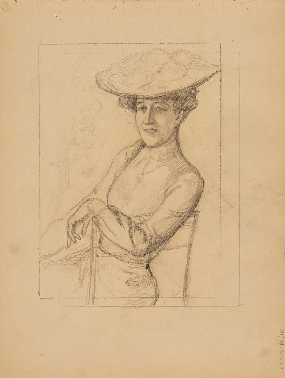 Donna seduta con cappello da Albert Edelfelt