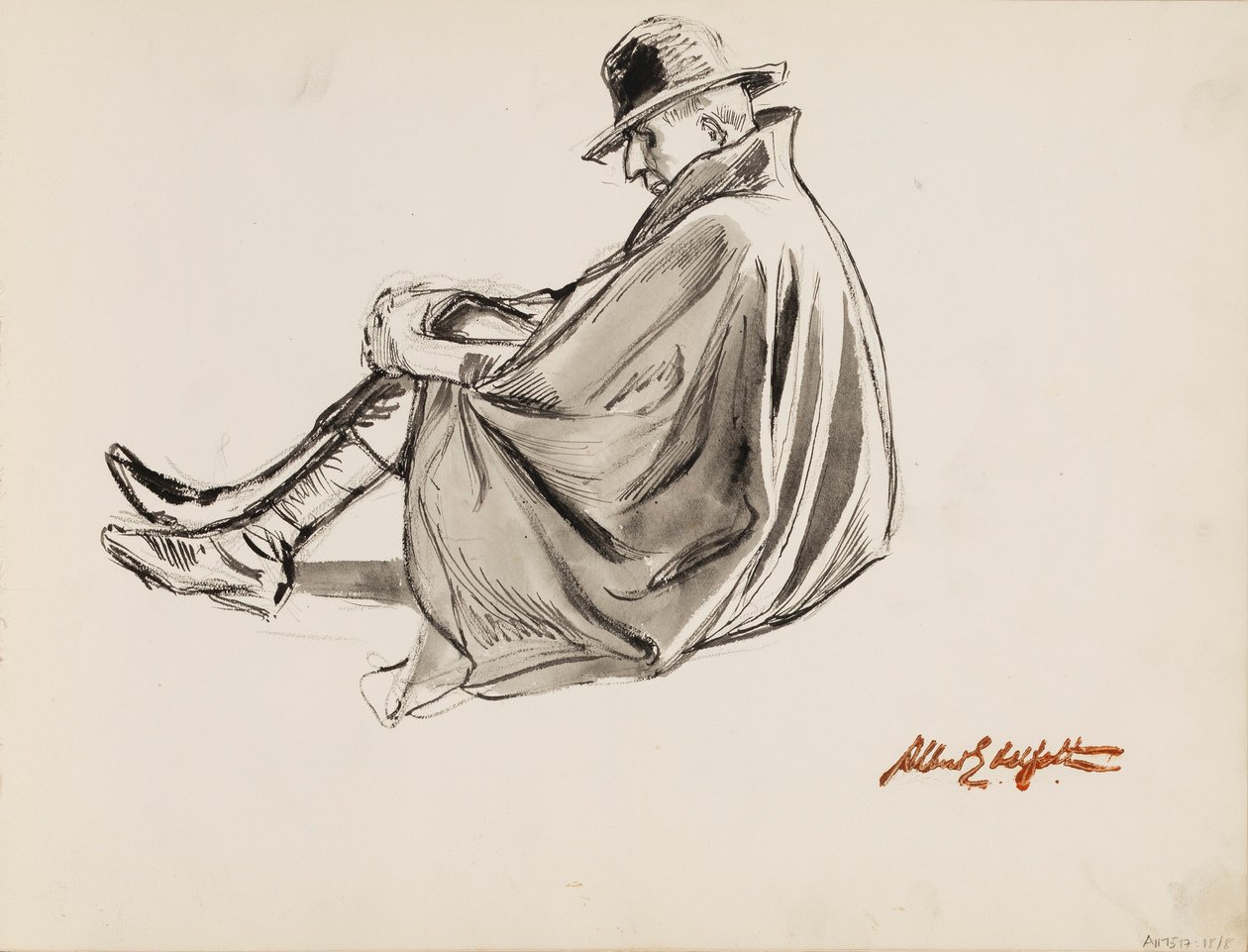 Uomo seduto con mantello da Albert Edelfelt