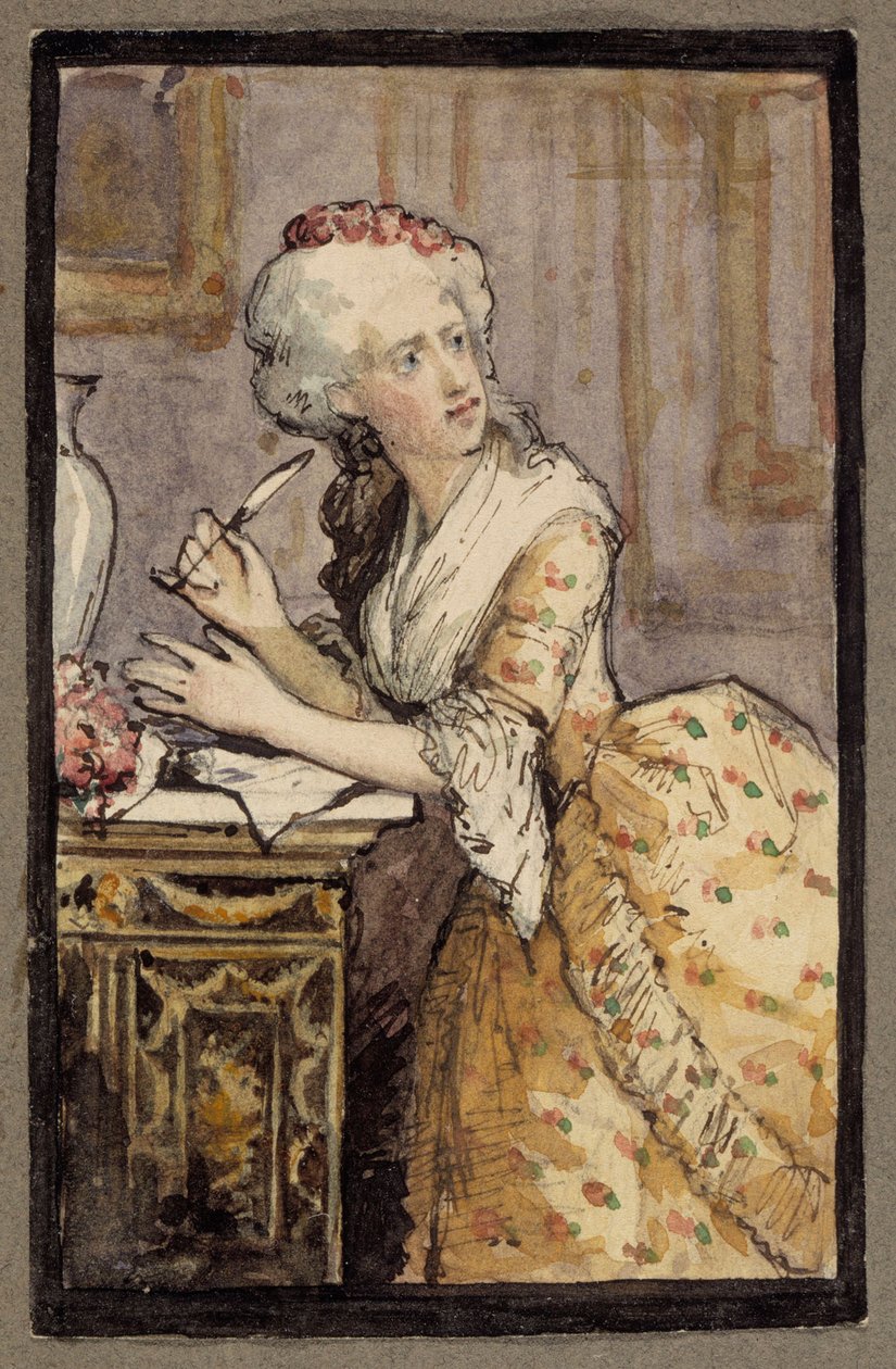 Donna che scrive, studio per la “Dama rococò” da Albert Edelfelt