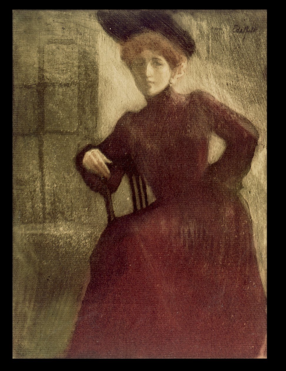 Signora in rosso, donna in abito rosso (Miss Perrot) da Albert Edelfelt