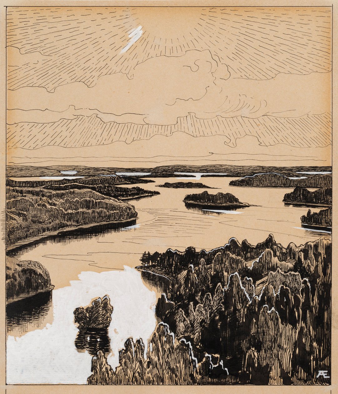 Lago Saimaa dalla poesia Il cinque di luglio da Albert Edelfelt