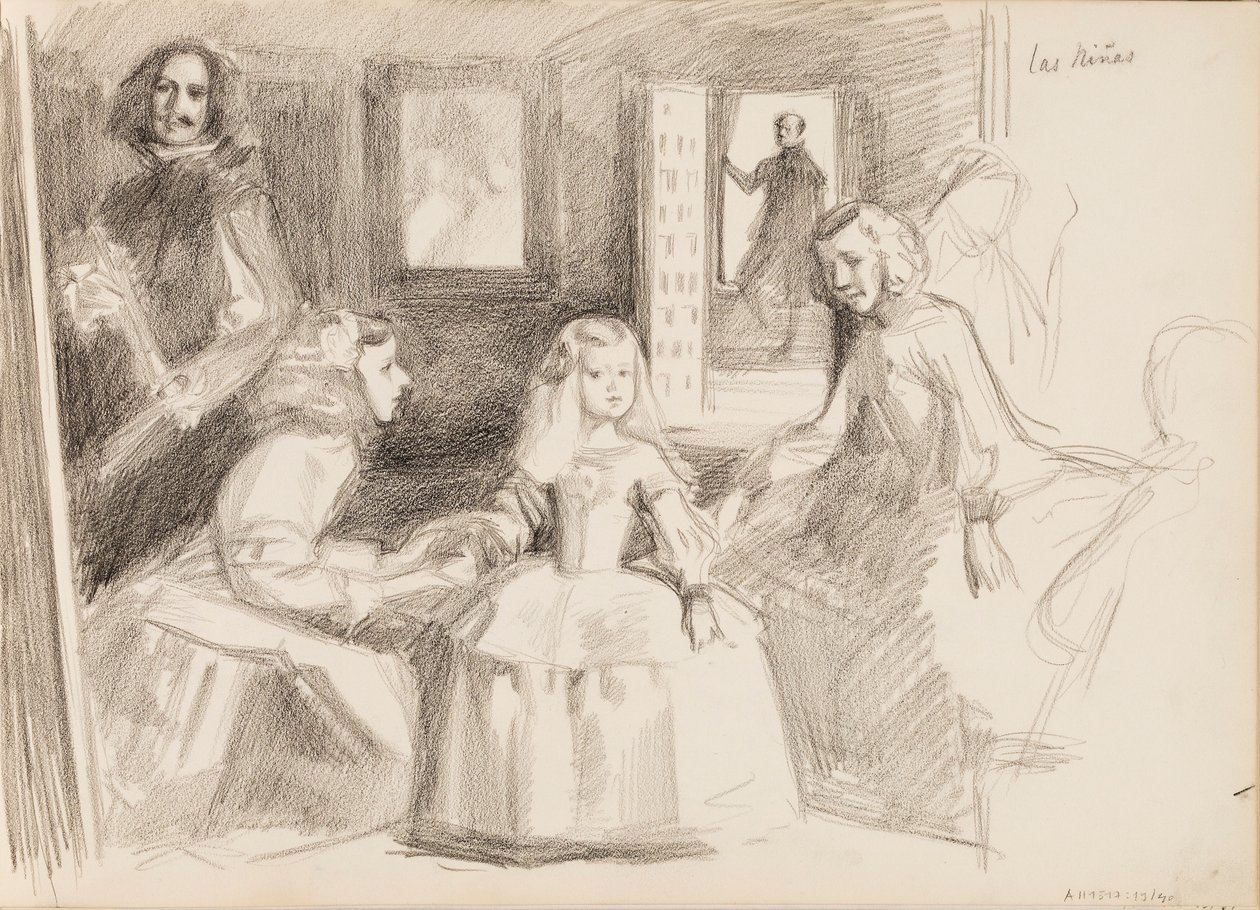 Las Meninas, schizzo da Diego Velázquez da Albert Edelfelt