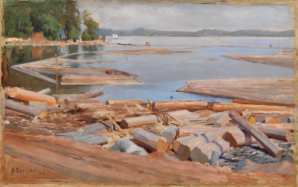 Zattera di tronchi da Albert Edelfelt