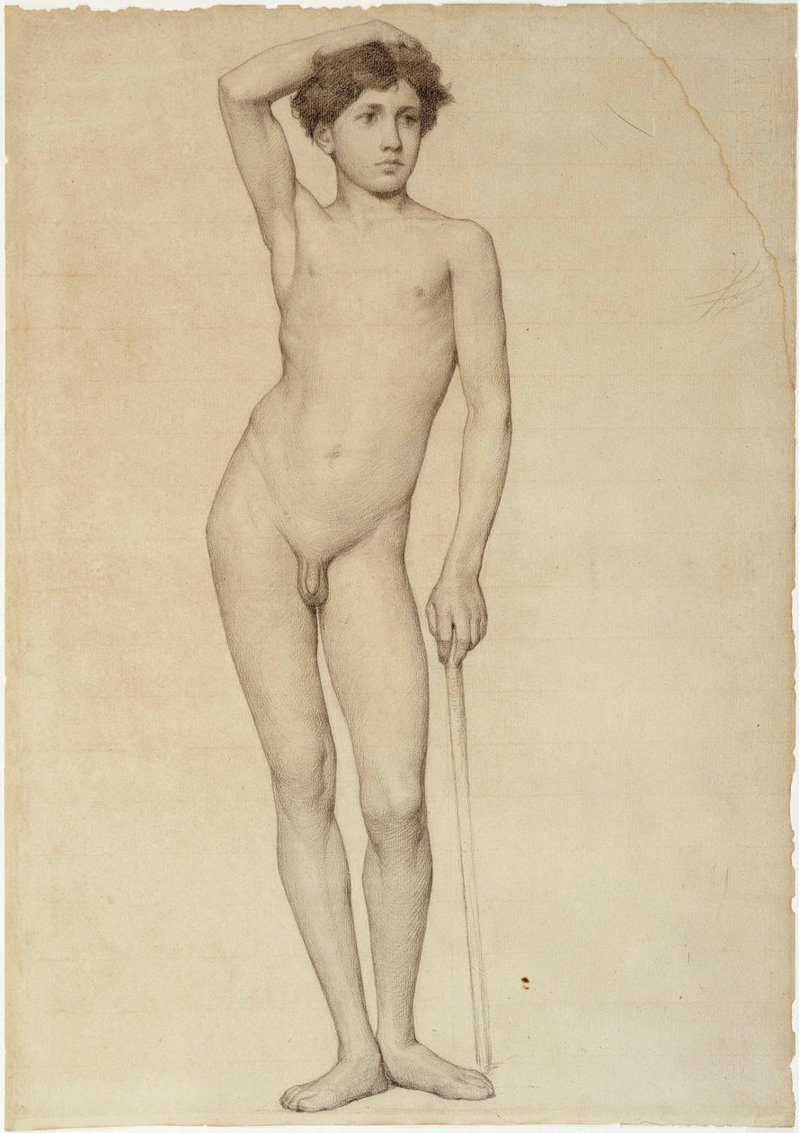 Modello maschile nudo, studio accademico da Albert Edelfelt
