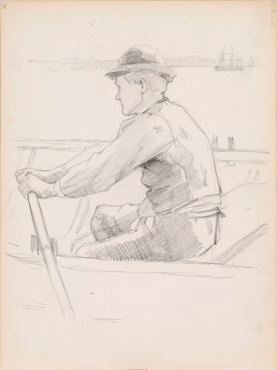 Schizzo raffigurante il trasporto della bara di un bambino (Il funerale di un bambino) da Albert Edelfelt