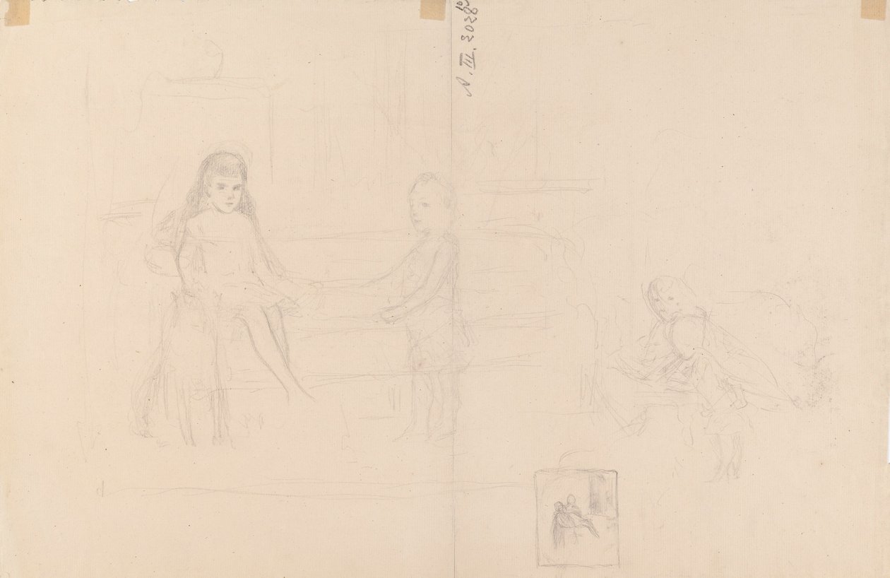 Schizzo raffigurante Michele e Xenia, figli dello zar Alessandro III da Albert Edelfelt