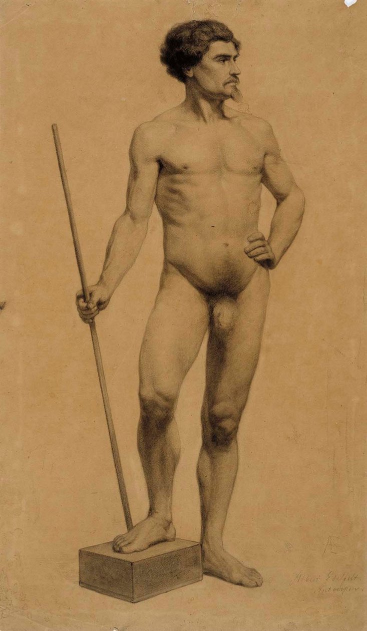 Uomo nudo in piedi, studio accademico da Albert Edelfelt