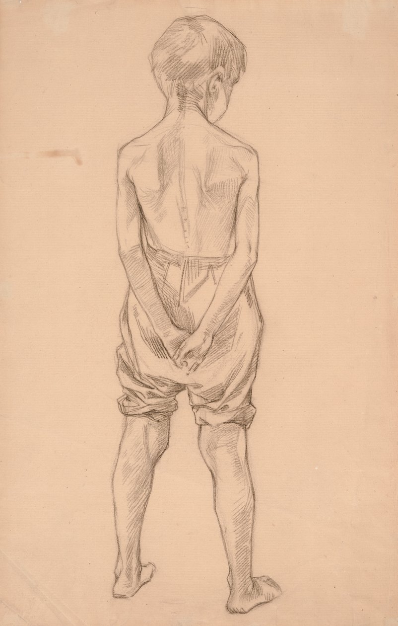 Giovane ragazzo in piedi, studio per i ragazzi che giocano sulla riva da Albert Edelfelt