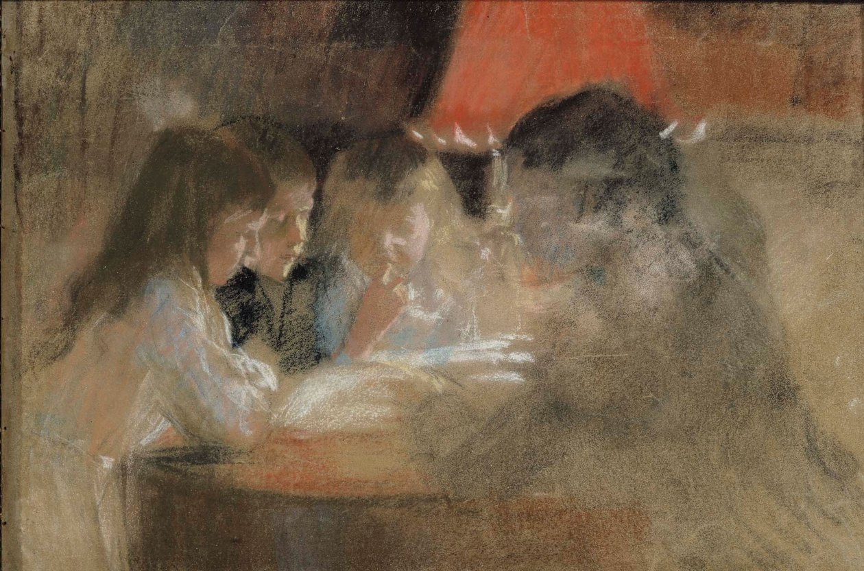 I bambini della famiglia Brandt (Alla luce della lampada) da Albert Edelfelt