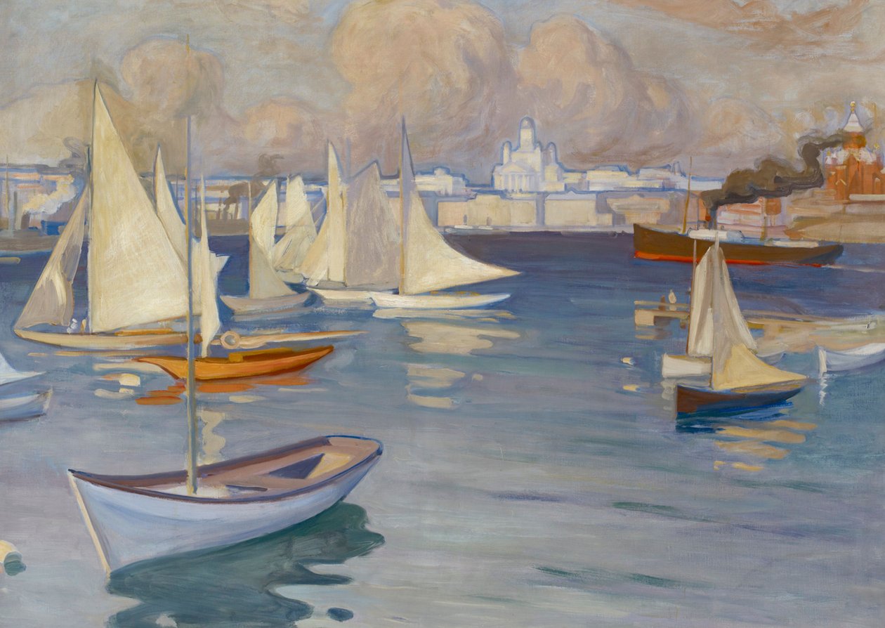 Il porto del Nyländska Jaktklubben a Helsinki da Albert Edelfelt