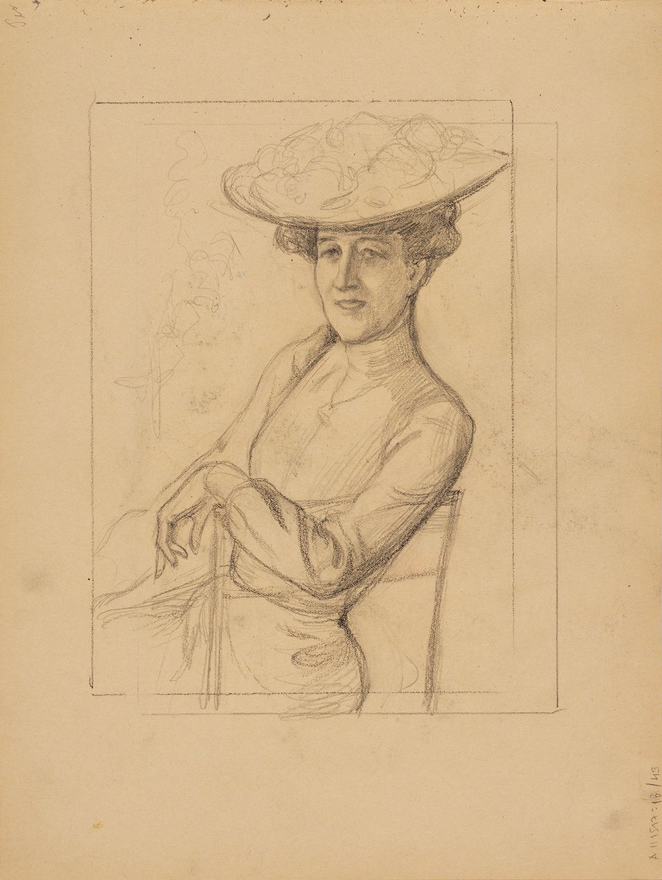 Donna seduta con cappello da Albert Edelfelt