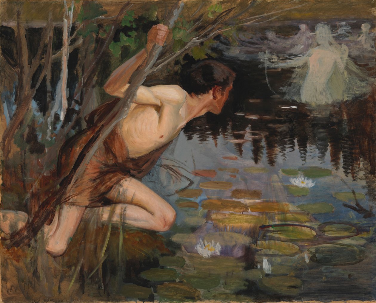 Gioventù e una sirena, schizzo da Albert Edelfelt