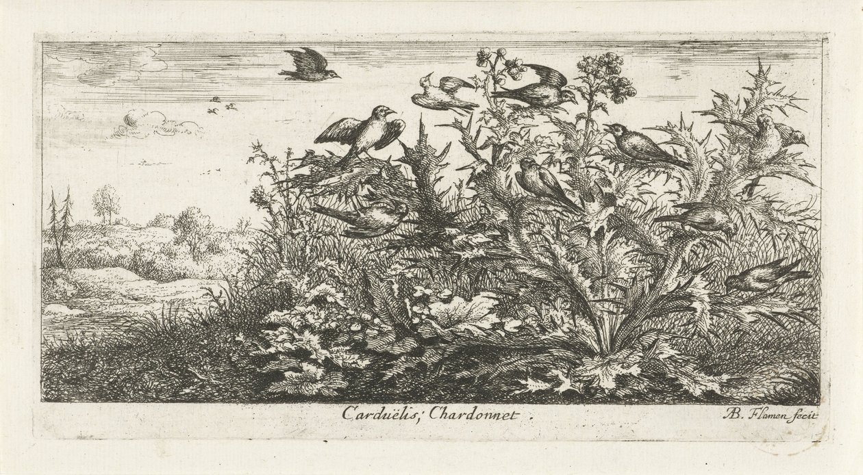 Paesaggio con cardellini nel cardo da Albert Flamen