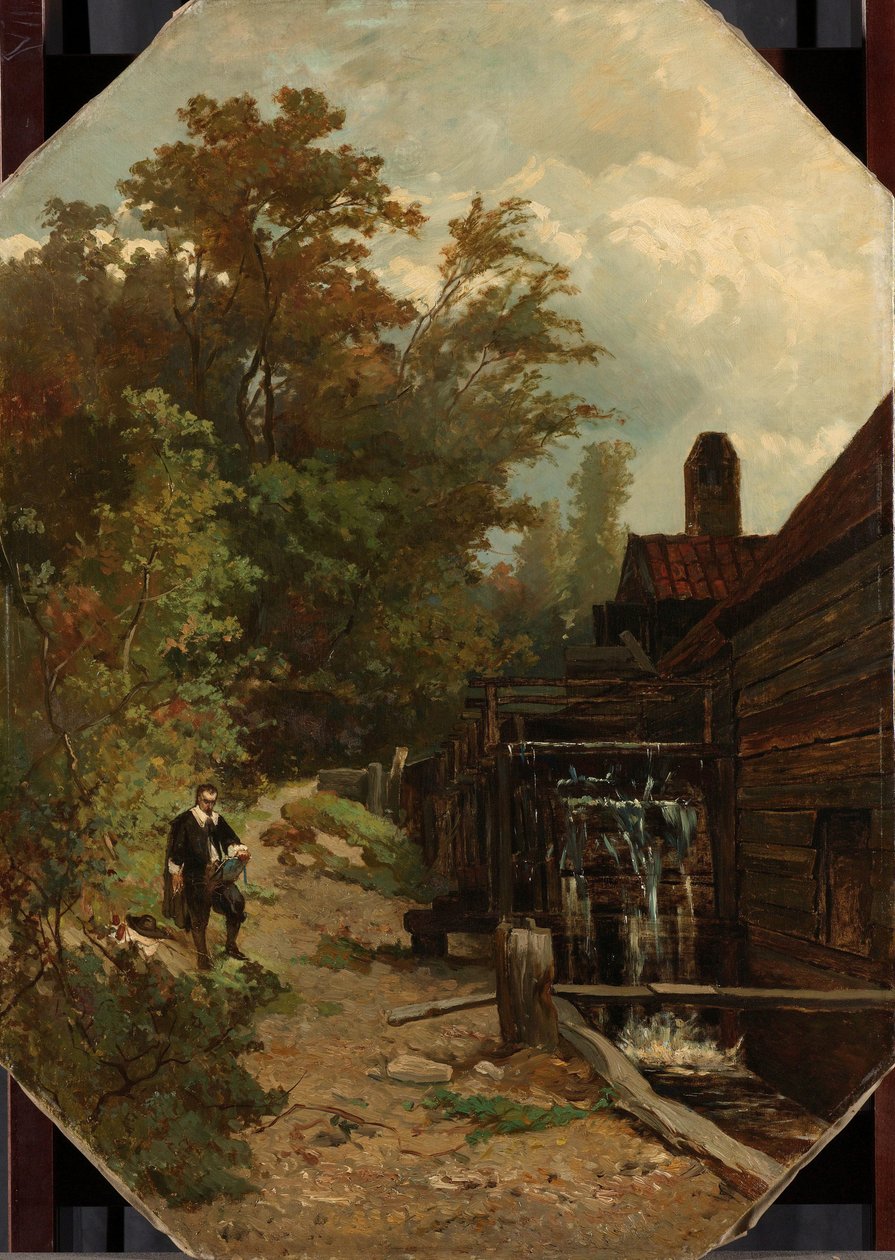 Jacob van Ruisdael che disegna un mulino ad acqua da Albert Gerard Bilders